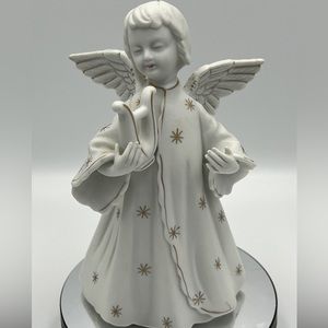 Vintage Mid Century White Angel Figurine with Candleholder Schmid Japan